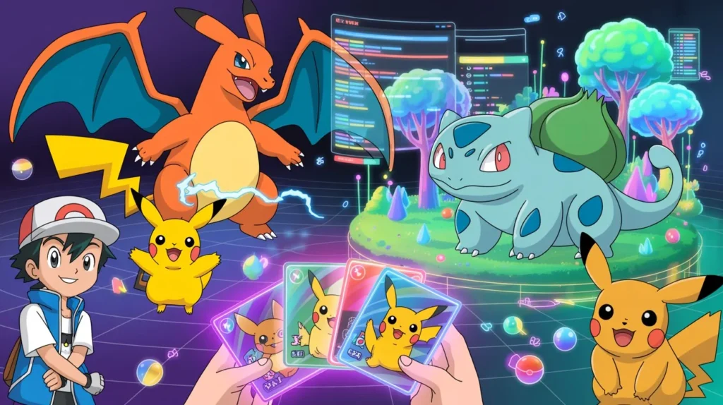 Pokw world in Pokémon culture with games, anime, and fan community